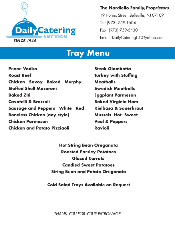 Daily Catering Service LLC • New Jersey Catering • Belleville Catering